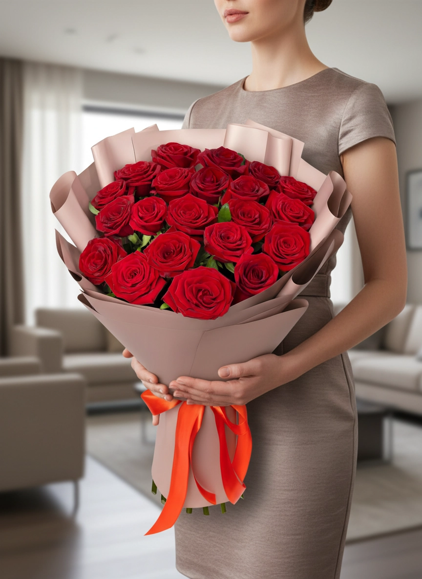 21 Adet Kırmızı Gül Buketi