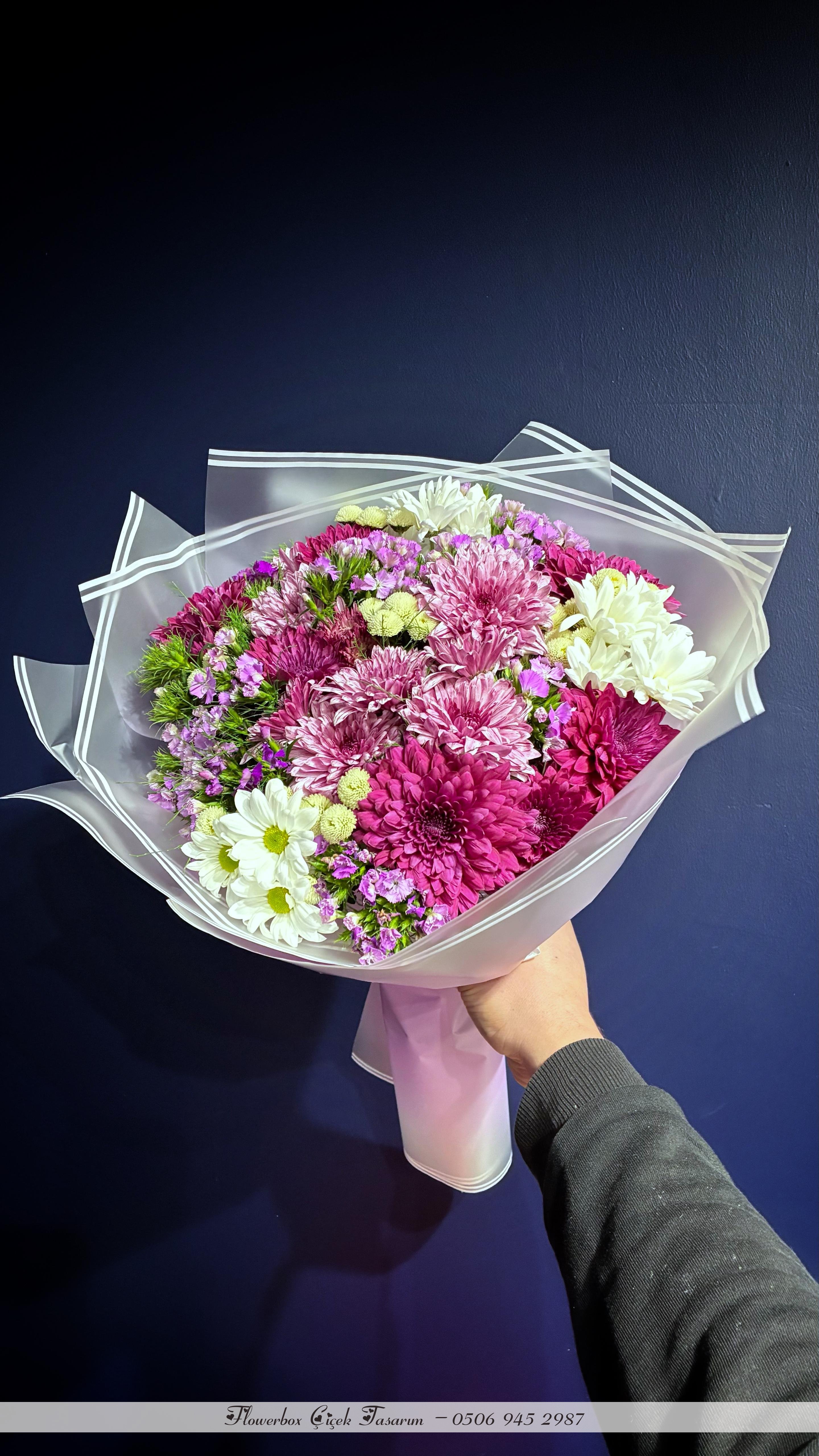 Renkli Karışık Papatya Buketi