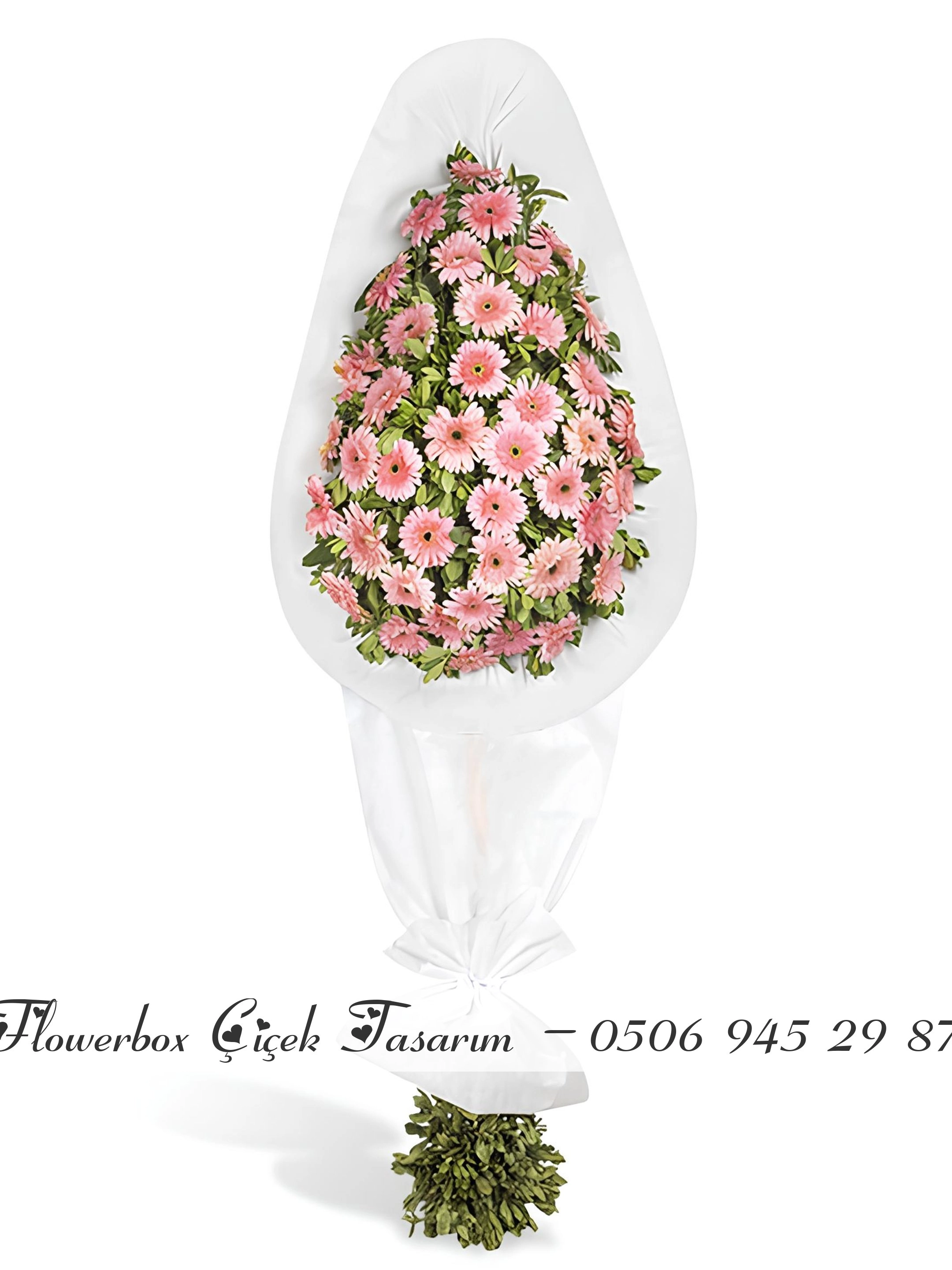 Soft Pembe Gelbera Çiçeği Ile Çelenk