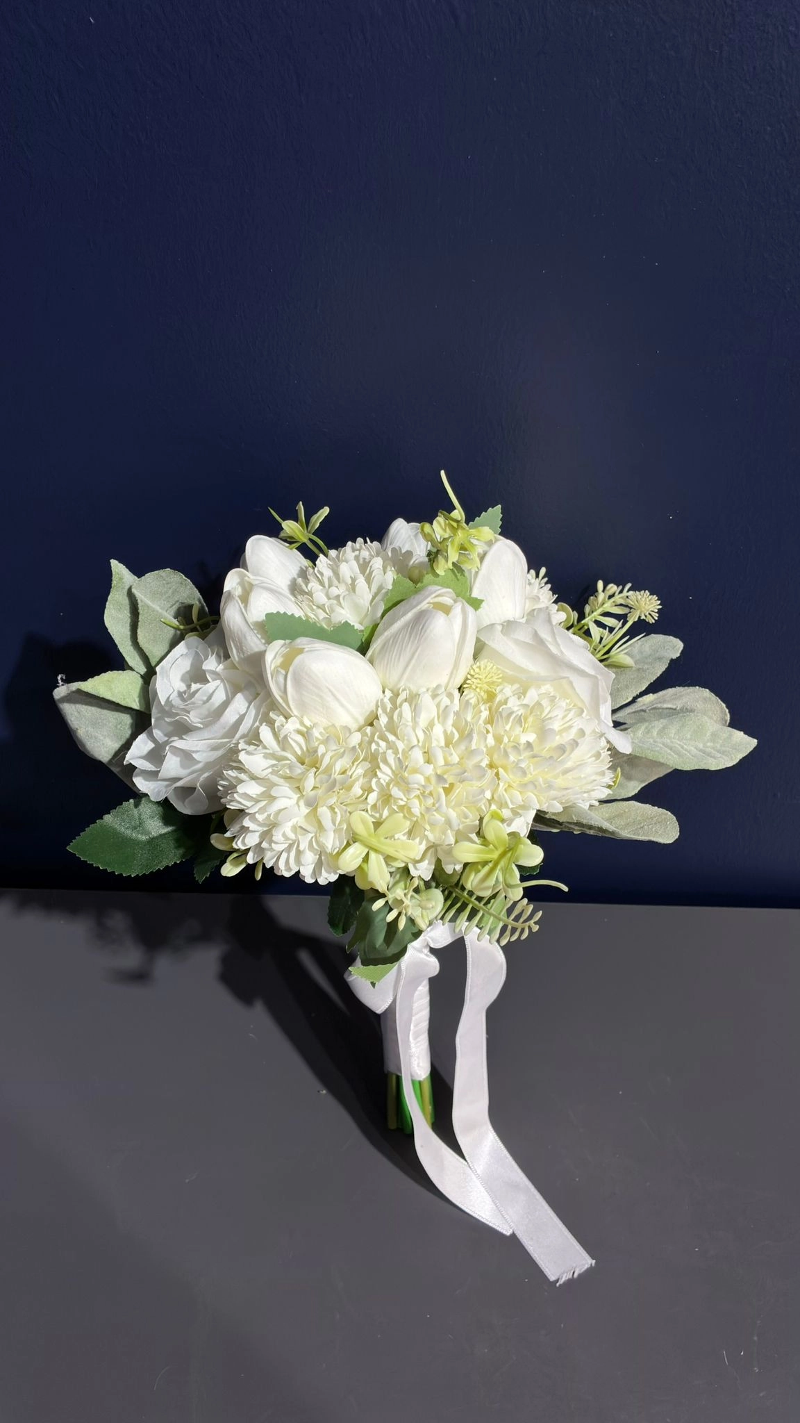 Beyaz Lale Mix  Gelin Buketi ( Yapay )