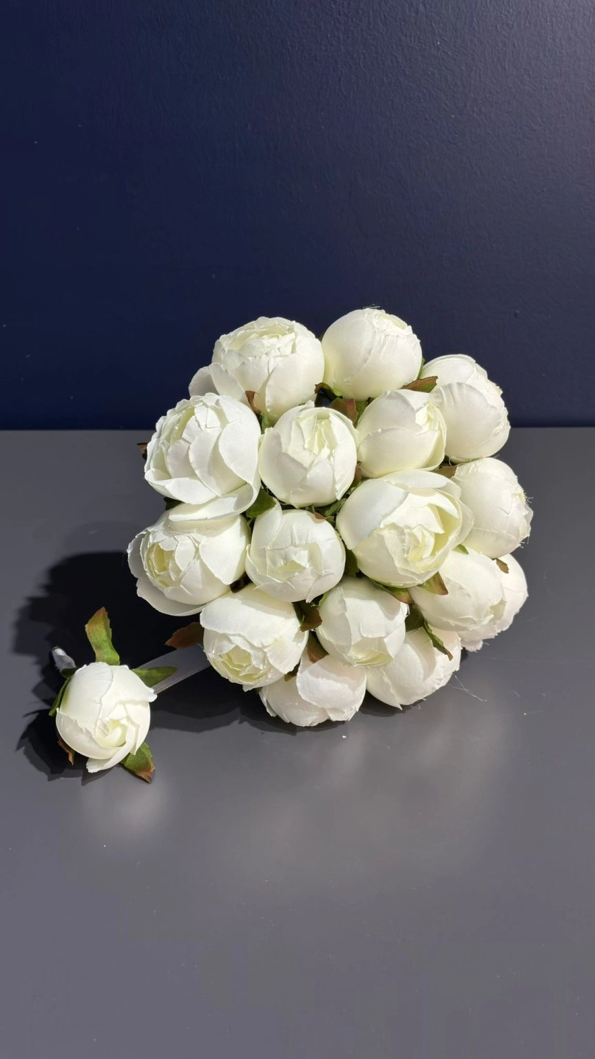 Beyaz Şakayık  Gelin Buketi  ( Yapay )