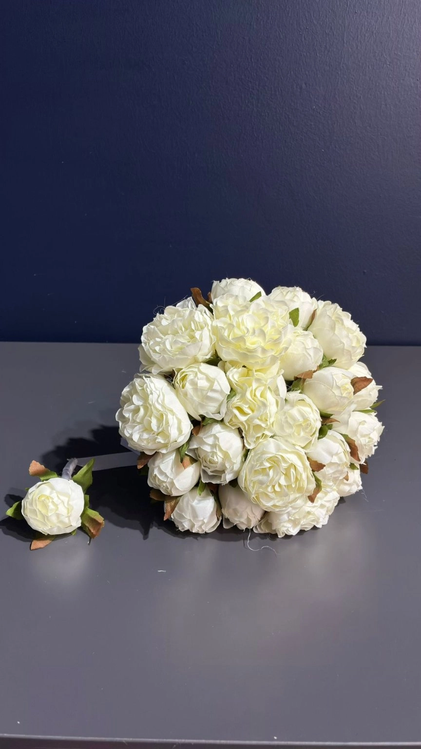 Beyaz Şakayık  Gelin Buketi ( Yapay )