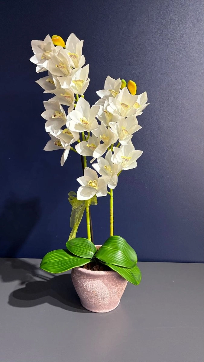 Beyaz Yapay Çift Dallı Orkide