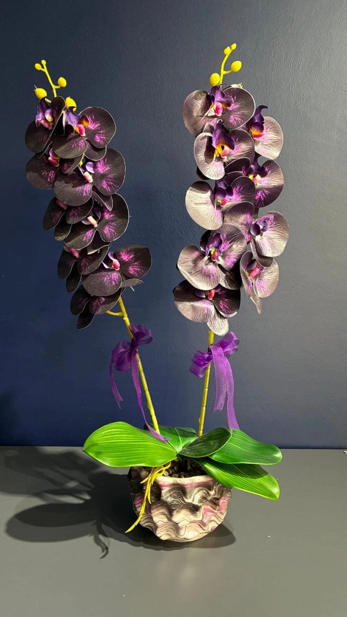 Mor Çift Dallı Yapay Orkide