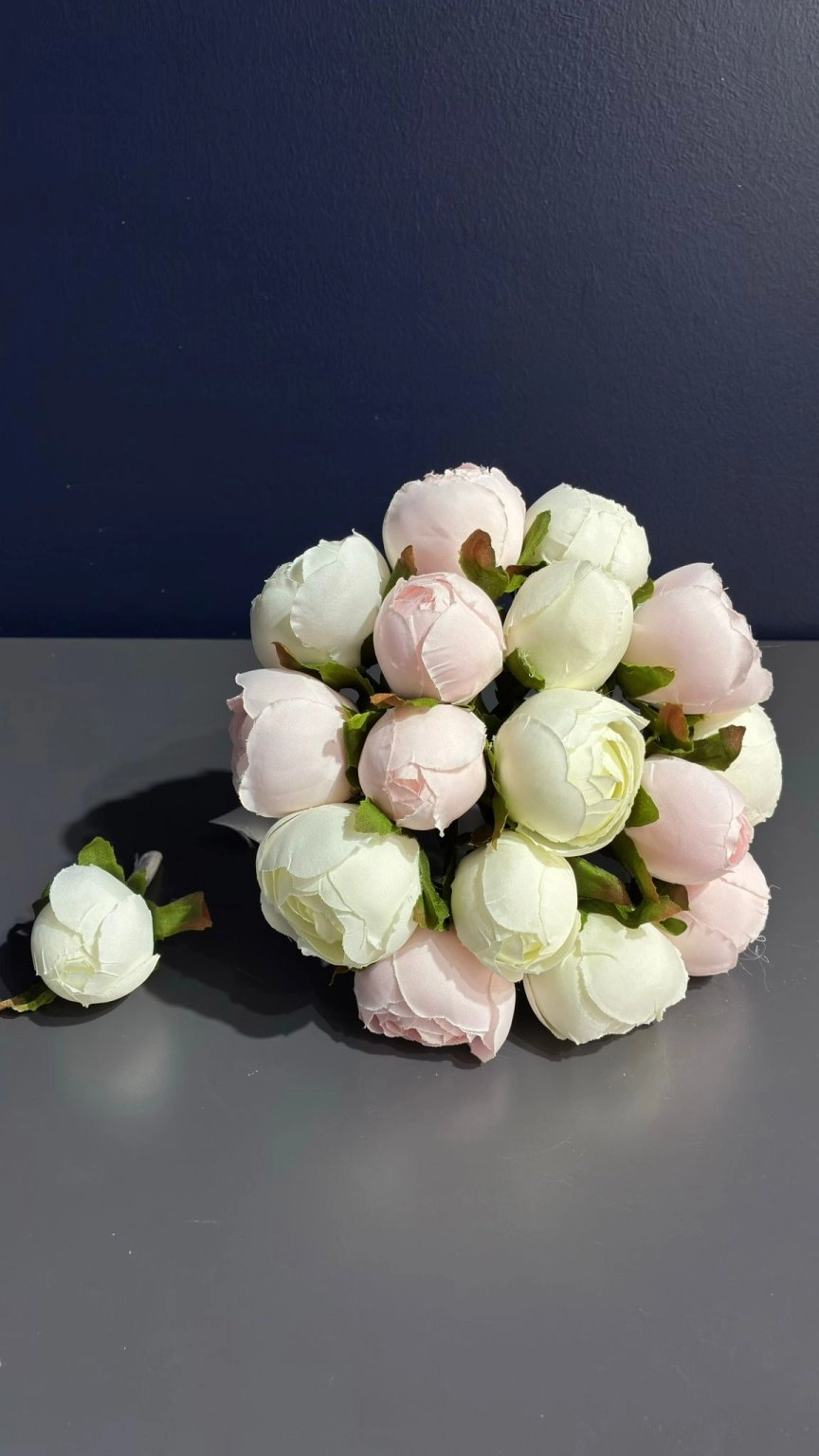 Pembe Beyaz Şakayık Gelin Buketi ( Yapay )