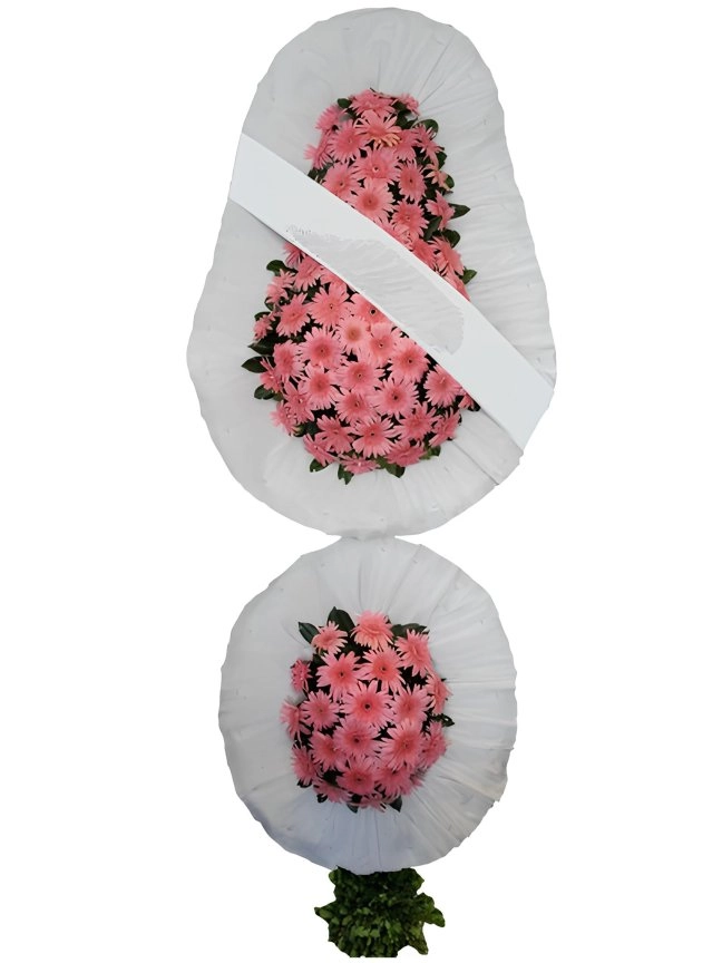 Çift Katlı Pembe Gelbera Çelenk