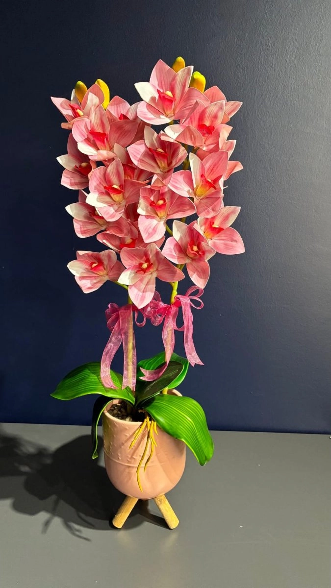 Pembe Çift Dallı Yapay Orkide