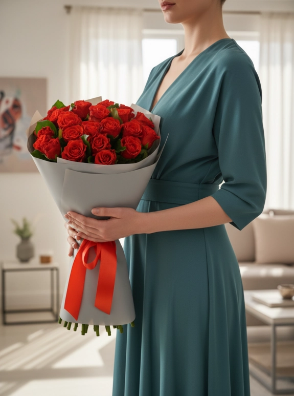 25 Adet Kırmızı Gül Buketi