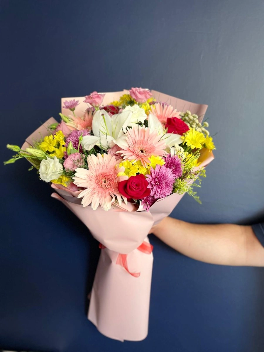 Renkli Karışık Gelbera - Kazablanka Buketleri