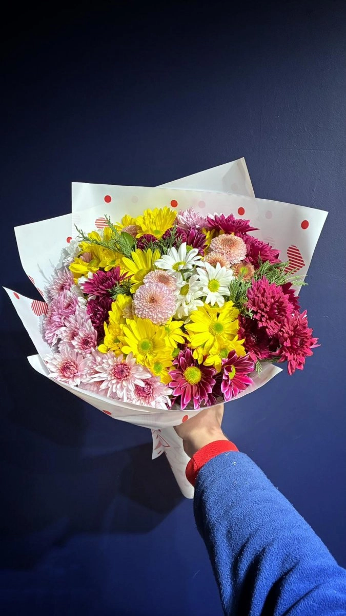 Renkli Karışık Papatya Buketi