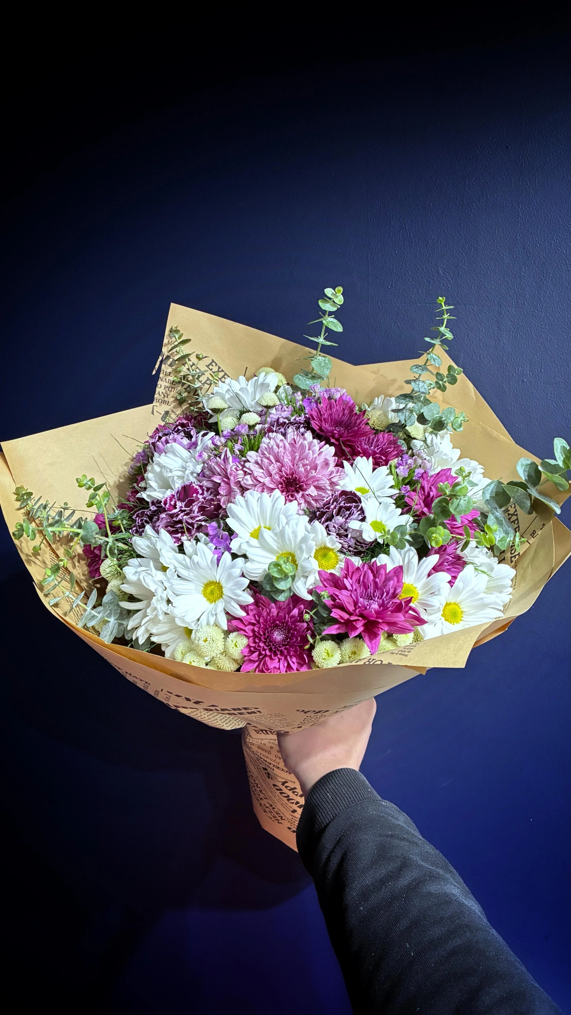 Renkli Karışık Papatya Buketi