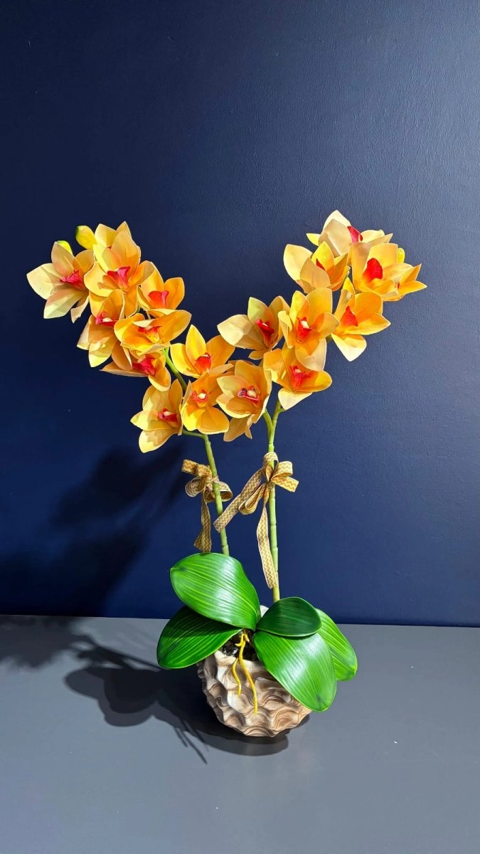 Turuncu Yapay Çift Dallı Orkide